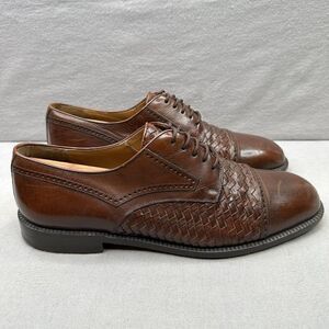 Mezlan Valencia Mens Size 10.5 M Oxford Cap Toe Brown Woven Dress Shoes
